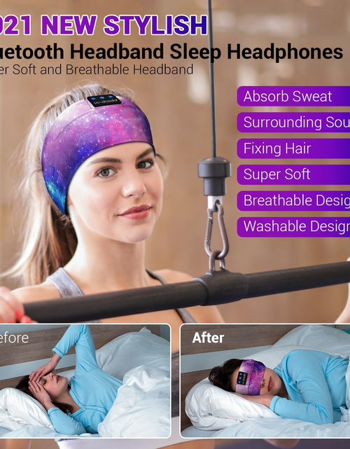 Load image into Gallery viewer, Bluetooth Headband Headphones, Starry Sleep Mask with Bluetooth Headphones Sleeping Headband Sleep Headphone Bluetooth Headband with Thin Speaker Microphone Handsfree Long Play Time

