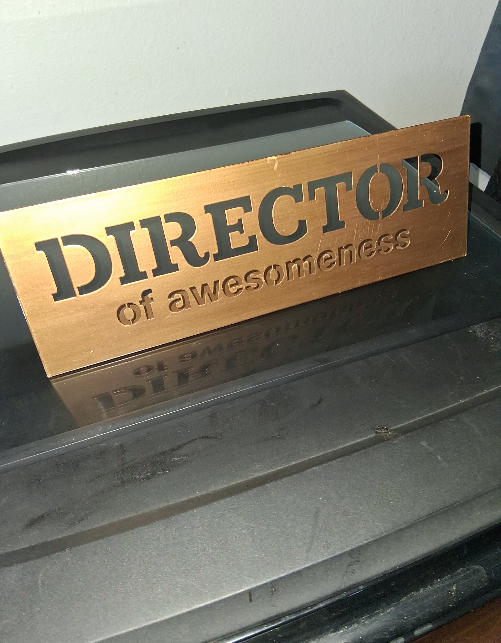 Gold Metal Office Desk Sign – Director of Awesomeness