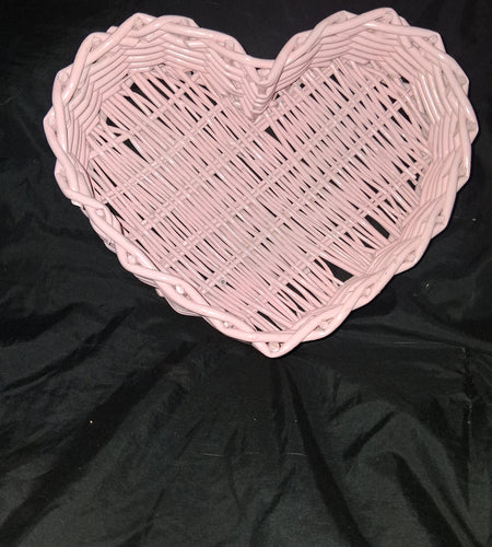 Wicker Pink Heart Wall Art