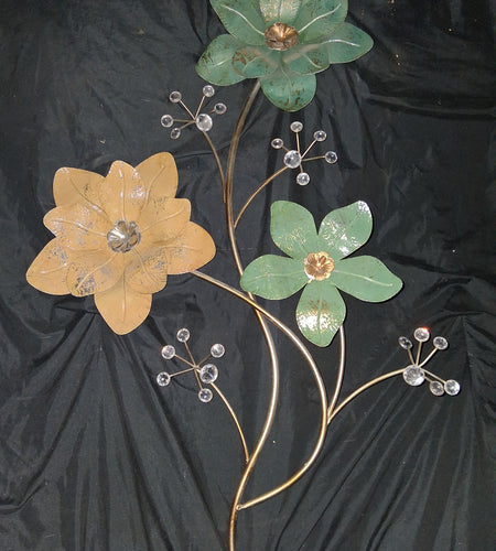 Metal 3-Flower Wall Art with Sparkles