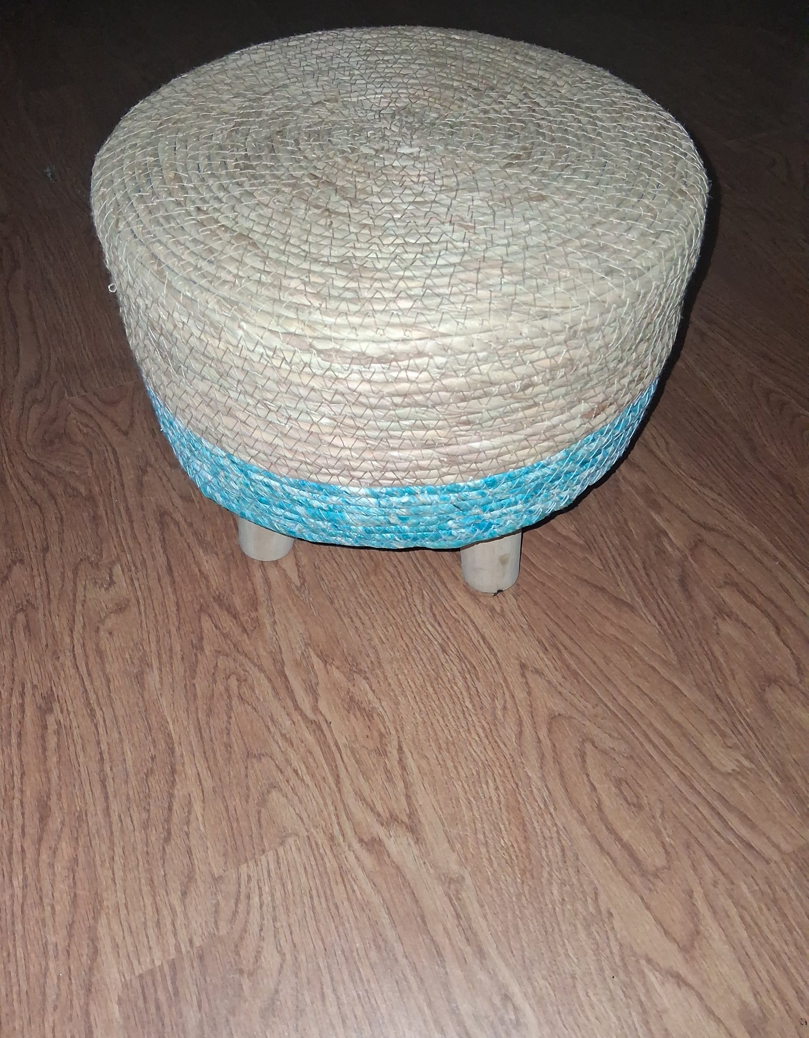 Small Wicker Stool - Mint Green