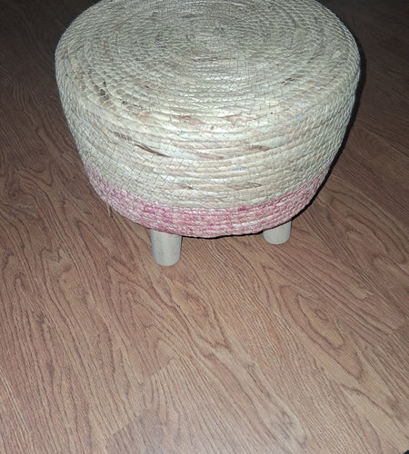 Small Wicker Stool - Pink