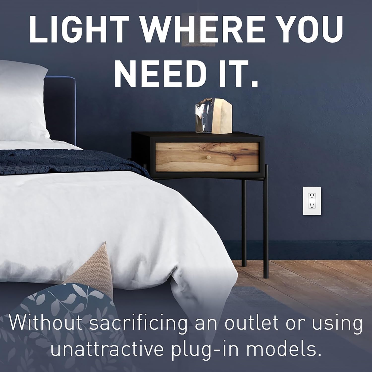 Legrand Radiant Adjustable LED Night Light Outlet, Nightlight Electrical Outlets, Tamper Resistant, Safe for Kids, White, NTL885TRWCC6