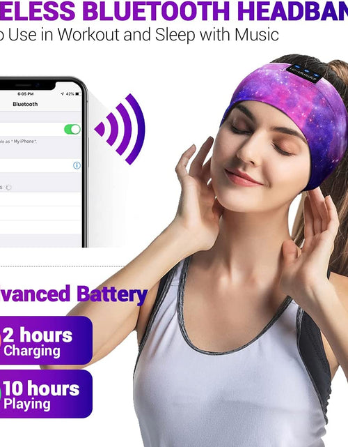 Load image into Gallery viewer, Bluetooth Headband Headphones, Starry Sleep Mask with Bluetooth Headphones Sleeping Headband Sleep Headphone Bluetooth Headband with Thin Speaker Microphone Handsfree Long Play Time
