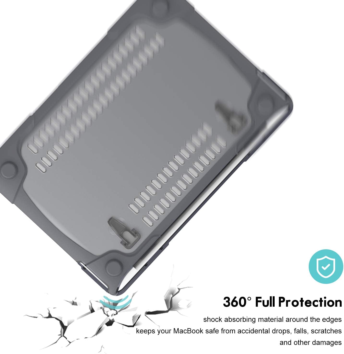 Macbook Air 13 Inch Case 2020 2019 2018 Release A2337 M1 A2179 A1932, Heavy Duty Slim Hard Shell Protective Cover with Fold Kickstand for Macbook Air 13 Retina with Touch ID -Grey