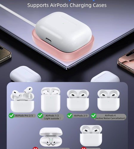 Qi Charger for Airpods 3, Wireless Charger for Apple Airpod 3/Airpods 2/Airpods, Wireless Charging Station for Airpods 3/Airpods Pro Wireless Charging, Wireless Charging Pad for Airpods Pro-Pink