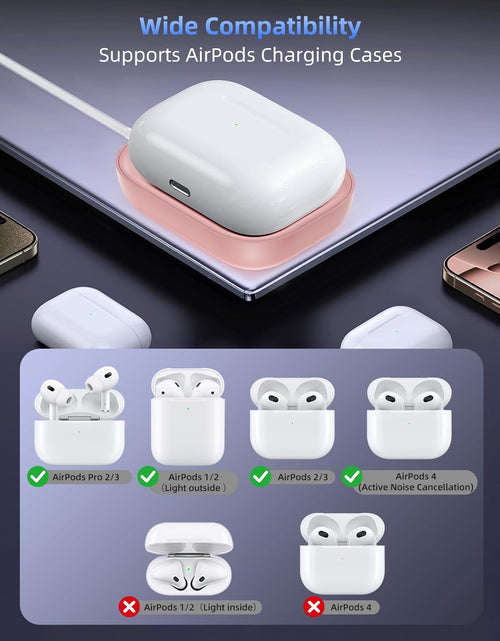 Load image into Gallery viewer, Qi Charger for Airpods 3, Wireless Charger for Apple Airpod 3/Airpods 2/Airpods, Wireless Charging Station for Airpods 3/Airpods Pro Wireless Charging, Wireless Charging Pad for Airpods Pro-Pink

