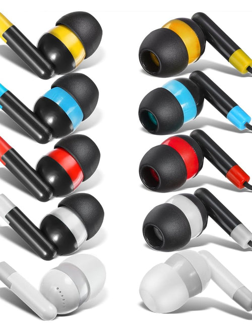Load image into Gallery viewer, Bulk Earbuds Headphones Wholesale Earphones KWA-19B Wired 100 Pack Disposable Ear Buds Bulk Multi Colored Headphones for School Classroom Students
