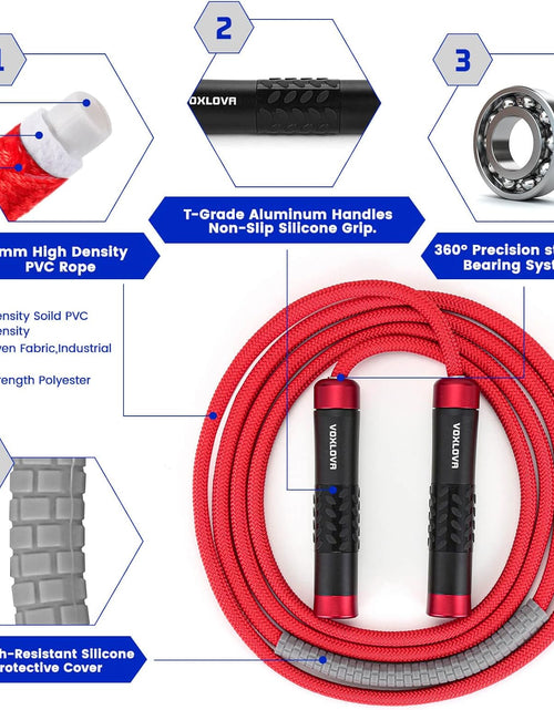 Load image into Gallery viewer, Weighted Rope - 1LB Heavy Jump Rope for Men Women Fitness Workouts, Non-Slip Aluminum Handles, Premium Skipping Rope for Exercise, Adjustable Length 9MM Solid Pvc/Cotton Rope
