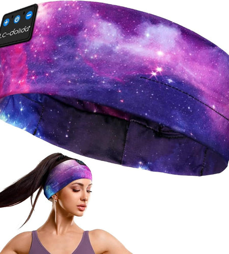 Bluetooth Headband Headphones, Starry Sleep Mask with Bluetooth Headphones Sleeping Headband Sleep Headphone Bluetooth Headband with Thin Speaker Microphone Handsfree Long Play Time