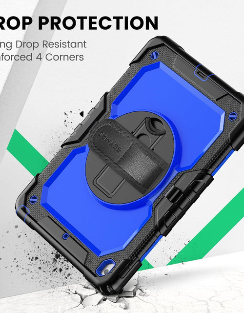 Load image into Gallery viewer, Case Ipad 9Th Generation Kids Ipad 10.2 Case 2021, Full-Body Shock Protective Ipad 7/8/9 Case with Screen Protector Rotating Hand Strap Stand for Ipad 10.2-Inch 9Th/8Th/7Th Gen, Black/Blue
