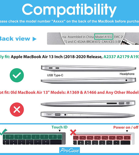 Macbook Air 13 Inch Case 2020 2019 2018 Release A2337 M1 A2179 A1932, Heavy Duty Slim Hard Shell Protective Cover with Fold Kickstand for Macbook Air 13 Retina with Touch ID -Grey