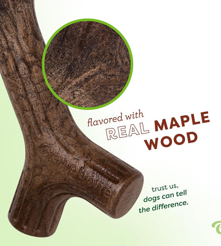 Maplestick Durable Dog Chew Toy for Aggressive Chewers, Real Maplewood, Made in USA, Medium