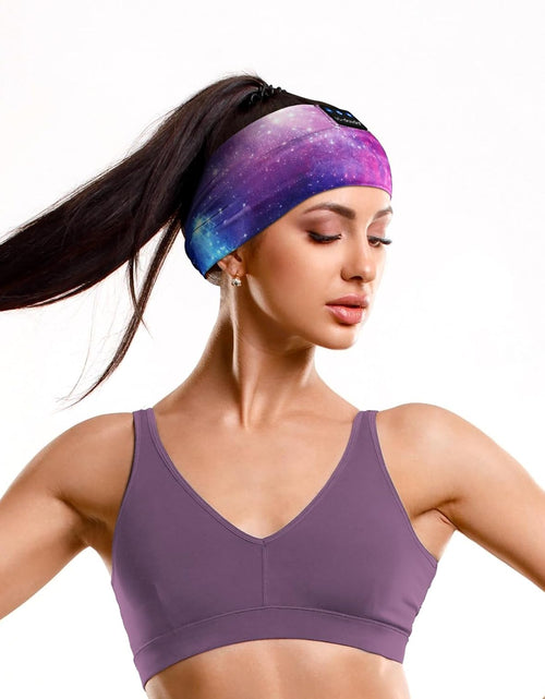 Load image into Gallery viewer, Bluetooth Headband Headphones, Starry Sleep Mask with Bluetooth Headphones Sleeping Headband Sleep Headphone Bluetooth Headband with Thin Speaker Microphone Handsfree Long Play Time
