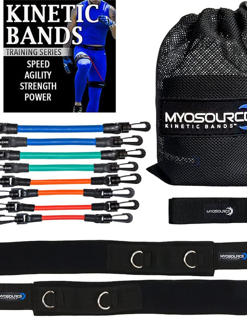 Load image into Gallery viewer, - Speed Agility Exercise Fitness Strength Leg Resistance Bands - Includes Stretching Strap and Digital Training Series – 3 Kit Levels – Youth, Intermediate, and Advanced Athletes
