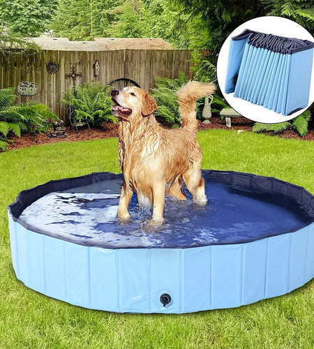 Dog Pool Foldable Pet Outdoor Swimming Pool Collapsible Anti-Slip Hard PVC Pet Paddling Bathtub for Large and Xtra Large Dogs, Kids, Pets