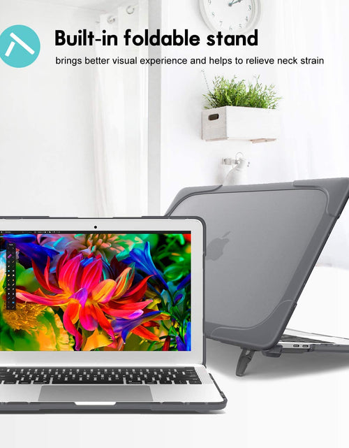 Load image into Gallery viewer, Macbook Air 13 Inch Case 2020 2019 2018 Release A2337 M1 A2179 A1932, Heavy Duty Slim Hard Shell Protective Cover with Fold Kickstand for Macbook Air 13 Retina with Touch ID -Grey
