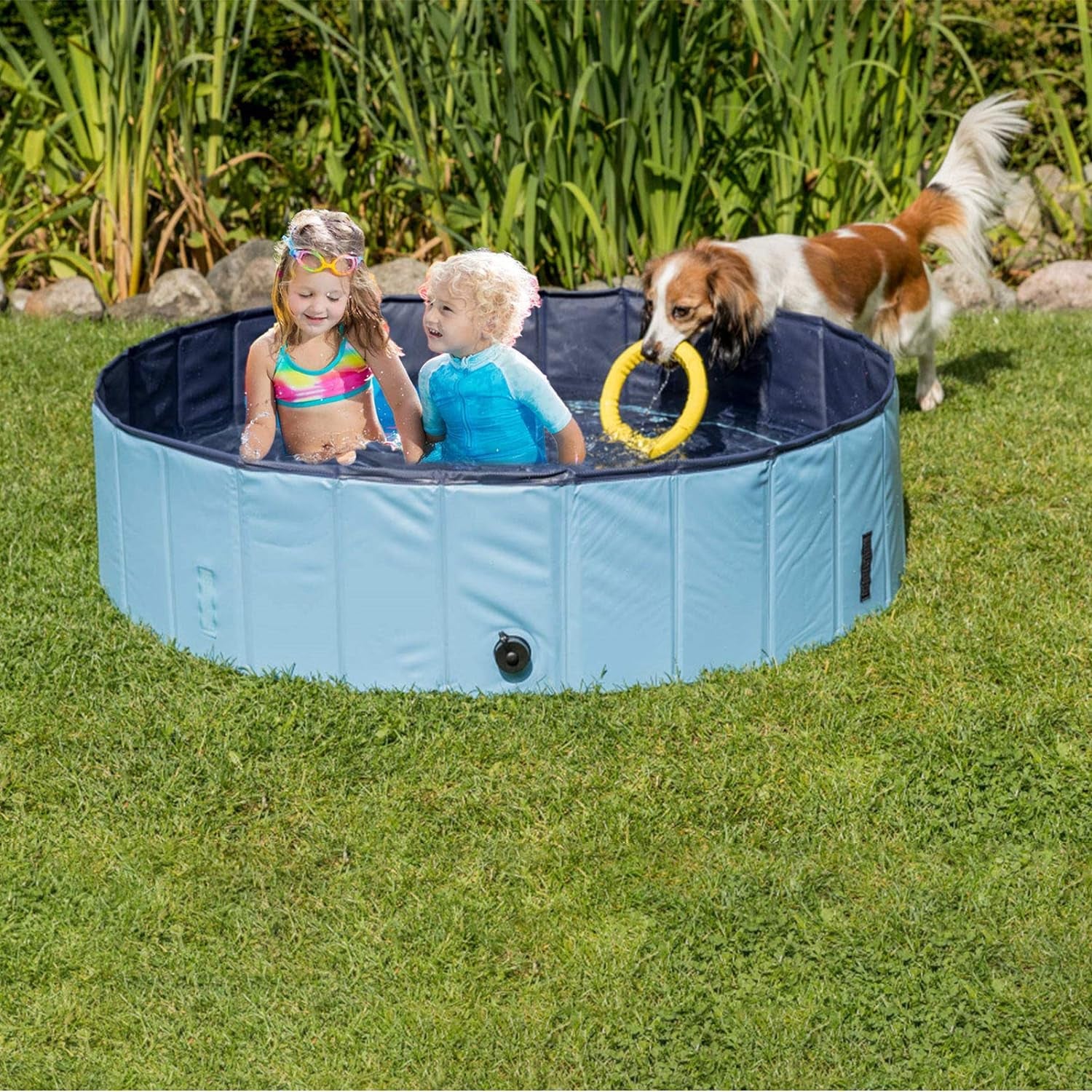 Dog Pool Foldable Pet Outdoor Swimming Pool Collapsible Anti-Slip Hard PVC Pet Paddling Bathtub for Large and Xtra Large Dogs, Kids, Pets