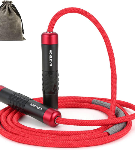 Weighted Rope - 1LB Heavy Jump Rope for Men Women Fitness Workouts, Non-Slip Aluminum Handles, Premium Skipping Rope for Exercise, Adjustable Length 9MM Solid Pvc/Cotton Rope