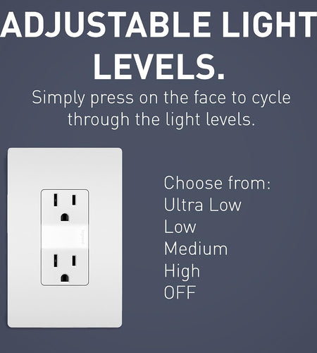 Legrand Radiant Adjustable LED Night Light Outlet, Nightlight Electrical Outlets, Tamper Resistant, Safe for Kids, White, NTL885TRWCC6