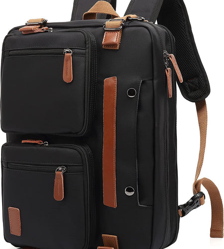3 in 1 Laptop Bag for Men, 17.3 Inch Work Bags for Men, Laptop Backpack, Briefcases, Messenger Bag, Computer Bags for Laptops for Men Women, Black